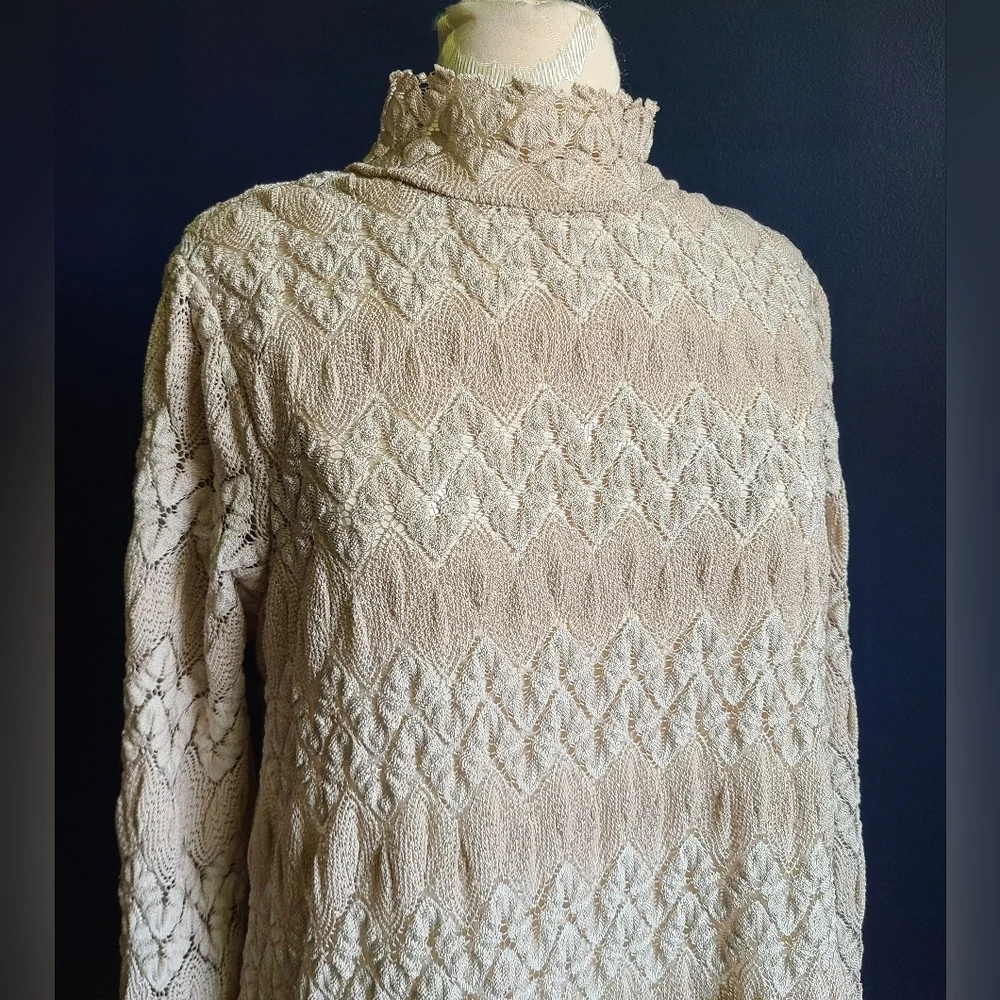 FREE PEOPLE Beige Simone Crochet Lace Shift Mini Dress Large - Picture 6 of 12